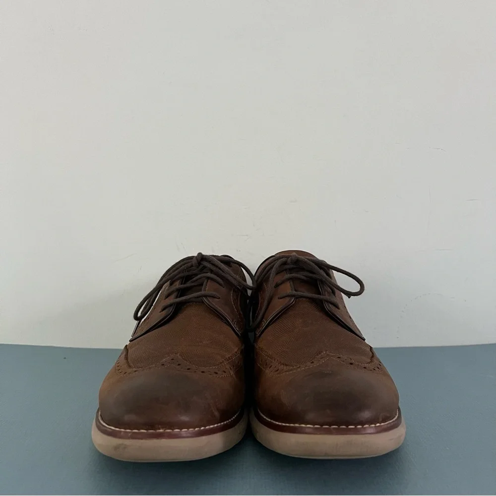 Johnston &‎ Murphy Holden Embossed Brown Leather Oxford Wingtip Dress Shoes